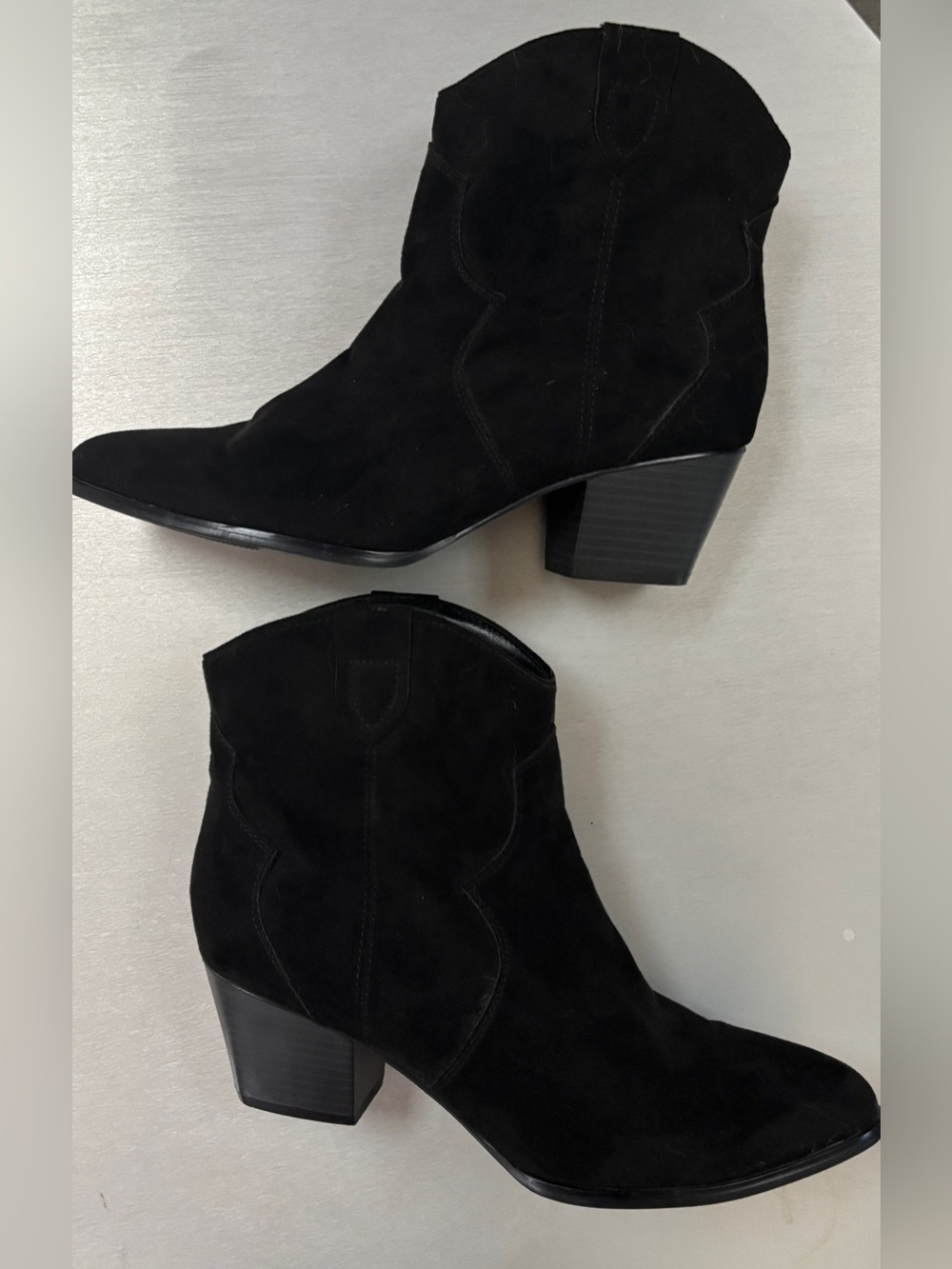 Black Suede Western Ankle Boot 9